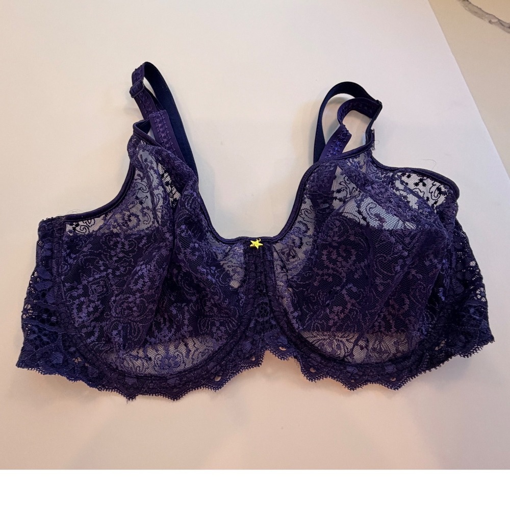 Empreinte 34E Purple Lace Underwire Bra Luxury French Lingerie